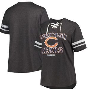 NWT Fanatics Women’s Black Graphic Chicago Bears Lace Up V Neck Shirt - Size 1 X